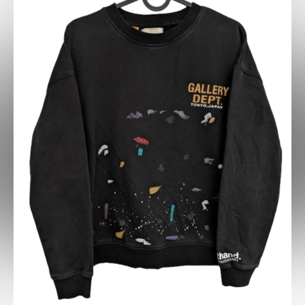 Gallery Dept Paint Splatter Tokyo Logo Crewneck Sweatshirt Black Size S